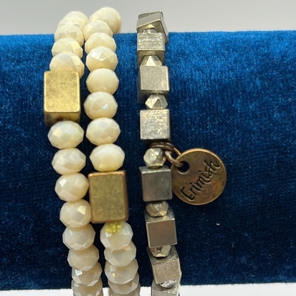 Erimish Jewelry - Erimish Silvertone beads Lucca Gameday Bracelets Square Beads AB Beads